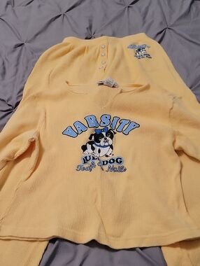 Yellow 'Varsity Tough Dog' Pajamas Set